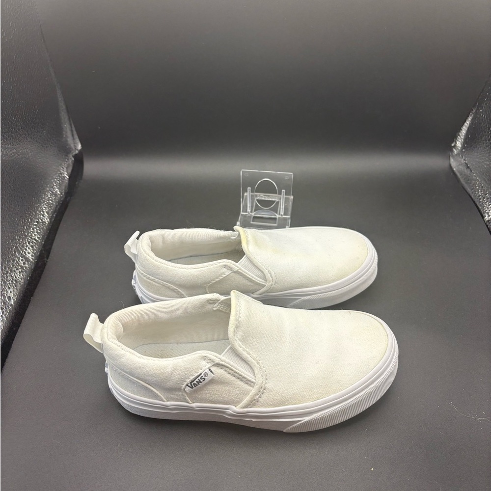 Vans White Canvas Slip-On Sneakers